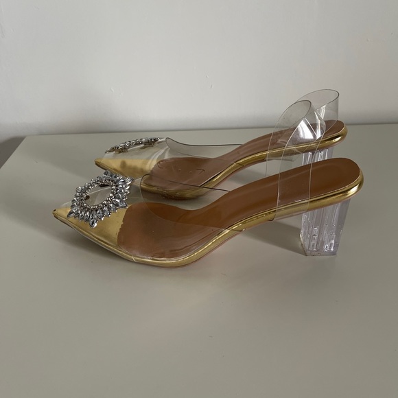 Clear and gold heels with jewelled toe decals 2.5 inch heel. - Picture 4 of 4